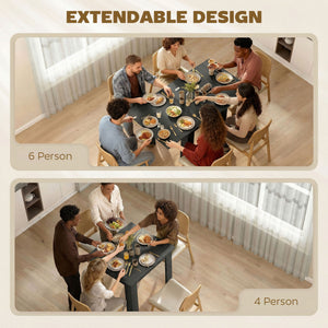 55" Extendable Dining Table for 4-6, Kitchen Table with Steel Slides and Felt Pads for Small Spaces, Black – view 3
