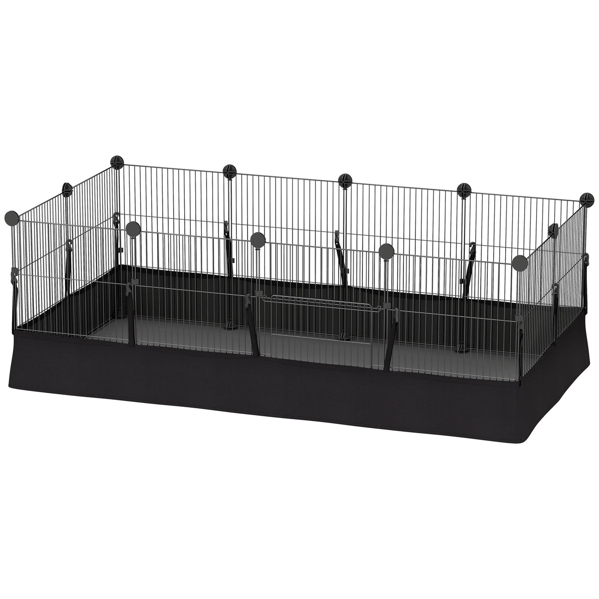 Small Animal Cage Waterproof Mat DIY Animal Playpen for Guinea Pigs Rabbits 12 Panels and Door Black