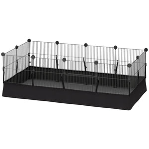Small Animal Cage Waterproof Mat DIY Animal Playpen for Guinea Pigs Rabbits 12 Panels and Door Black
