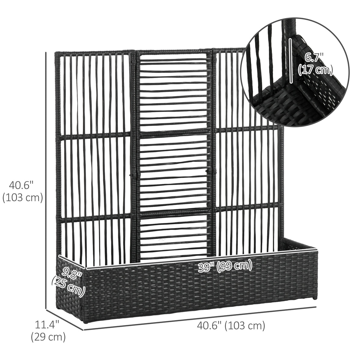 Raised Garden Bed with Lattice Trellis, Rattan Outdoor Planter with Storage for Garden, Patio, Balcony – view 2