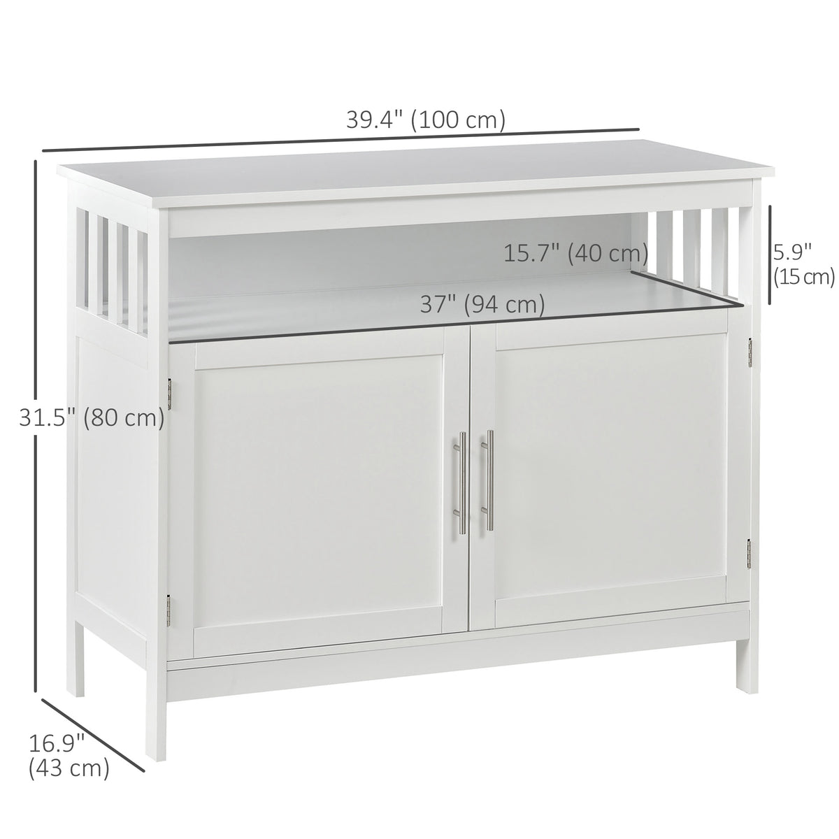 Kitchen Sideboard, Buffet Cabinet, Wooden Storage Console Table with 2-Level Cabinet and Open Shelf, Black – view 9