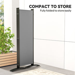 6 Panel Folding Outdoor Privacy Screen with Stable Base, 5.7FT Tall Room Divider with UV30+ Protection, Grey