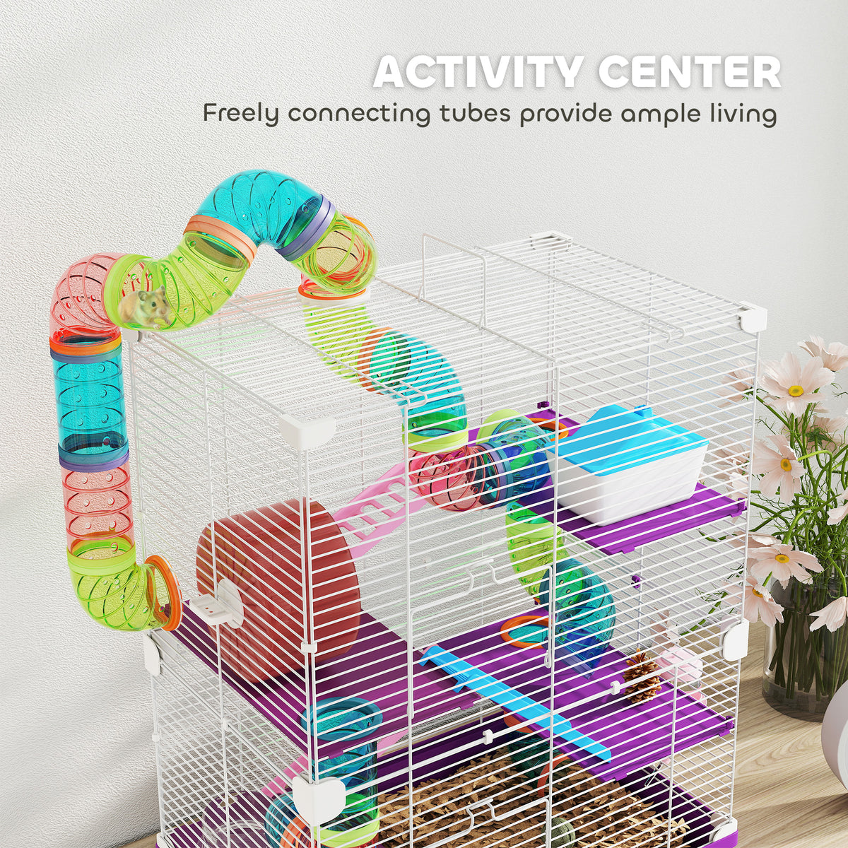 5 Tiers Hamster Cage Portable with Exercise Wheels Play Tube Water Bottle Dishes House Ladder for Gerbils – view 31