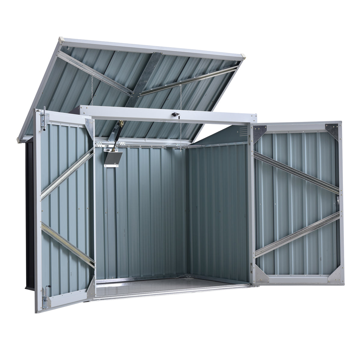 5ft x 3ft Outdoor Garbage Bin Storage Shed with Lockable Doors and Lid, Outside Storage Shed for Trash Can, Black