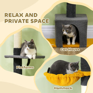 Floor to Ceiling Cat TreeTower with 90.5"-108" Adjustable Height, Scratching Posts, Hammock, Condo – view 6
