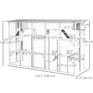 Large Outdoor Catio with Condos, Platforms, Doors, Ladders, Weather-Resistant Roof, Grey – view 9