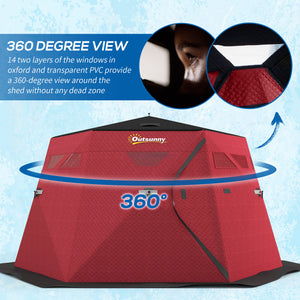 4 Person Insulated Ice Fishing Shelter, Pop-Up Portable Ice Fishing Tent with Carry Bag and Two Doors for – view 19