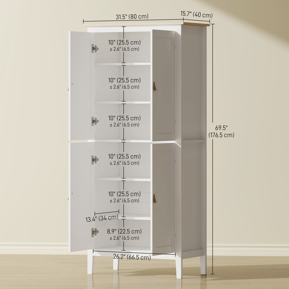 69.5" Tall Kitchen Pantry Storage Cabinet with Motion Sensor LED Light, Modern Kitchen Pantry Cabinet, Green – view 9