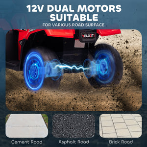 Aosom 12V Kids ATV Quad, 4 Wheeler Battery Powered Electric Vehicle with Music MP3, Headlights, High Low Speed, Treaded Tires, for Boys and Girls Ages 37-60 Months