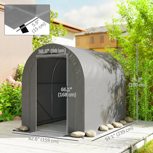 5' x 8' Outdoor Storage Shed, Heavy Duty Galvanized Steel Portable Shed for Bike, Motorcycle, Garden Tools – view 9