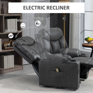 Lift Chair for Elderly, PU Leather Electric Recliner Chair with Quick Assembly, Remote, Cup Holders, Side Pockets, Grey
