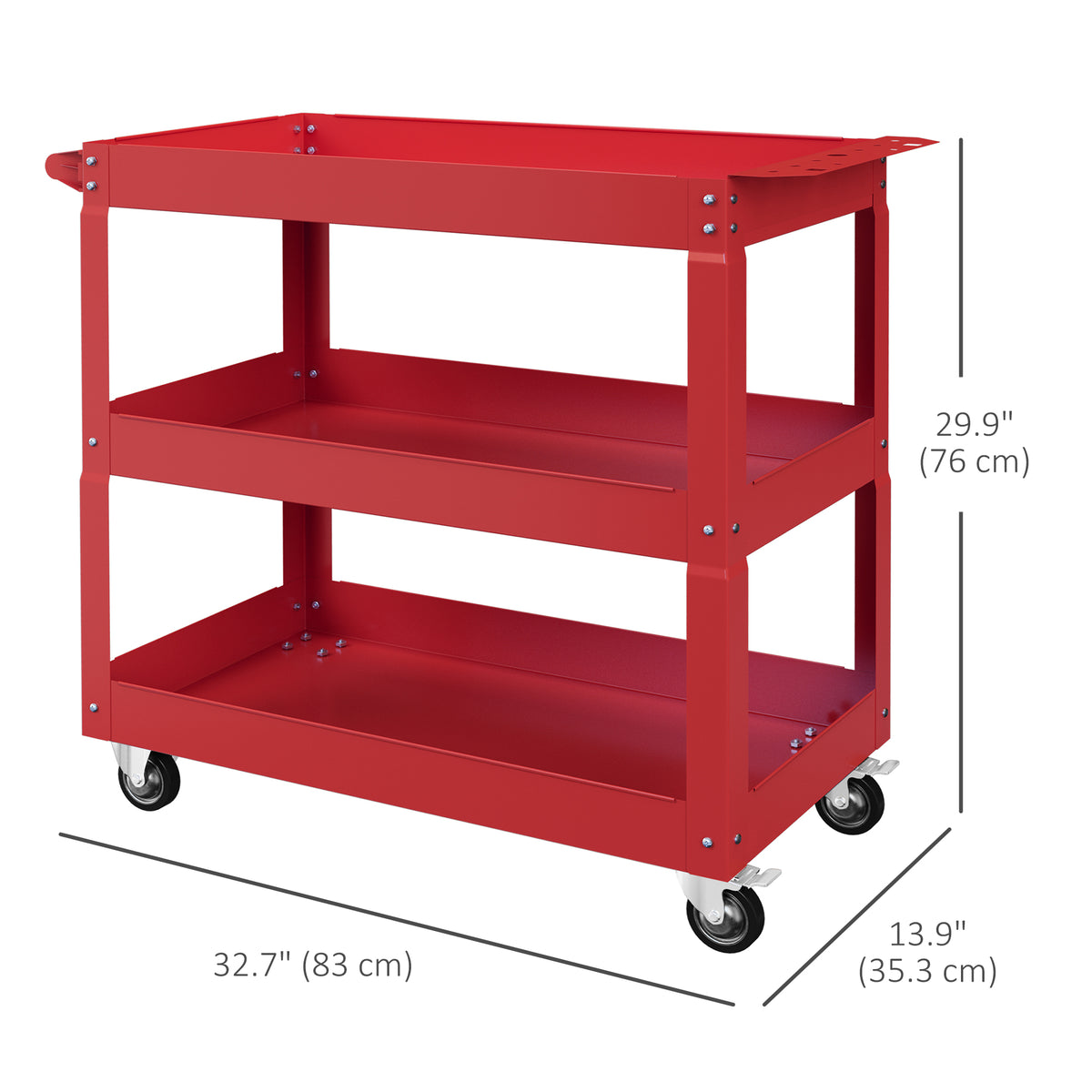 3 Tier Rolling Tool Cart with Wheels, 330 LBS Capacity Heavy Duty Utility Cart – view 16
