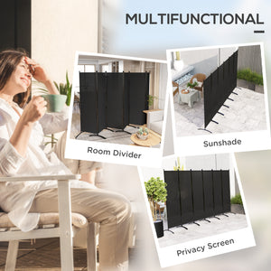 6 Panel Folding Room Divider, UV30+ Privacy Screen, Indoor Outdoor Privacy Panel with Stable Base, Beige – view 10