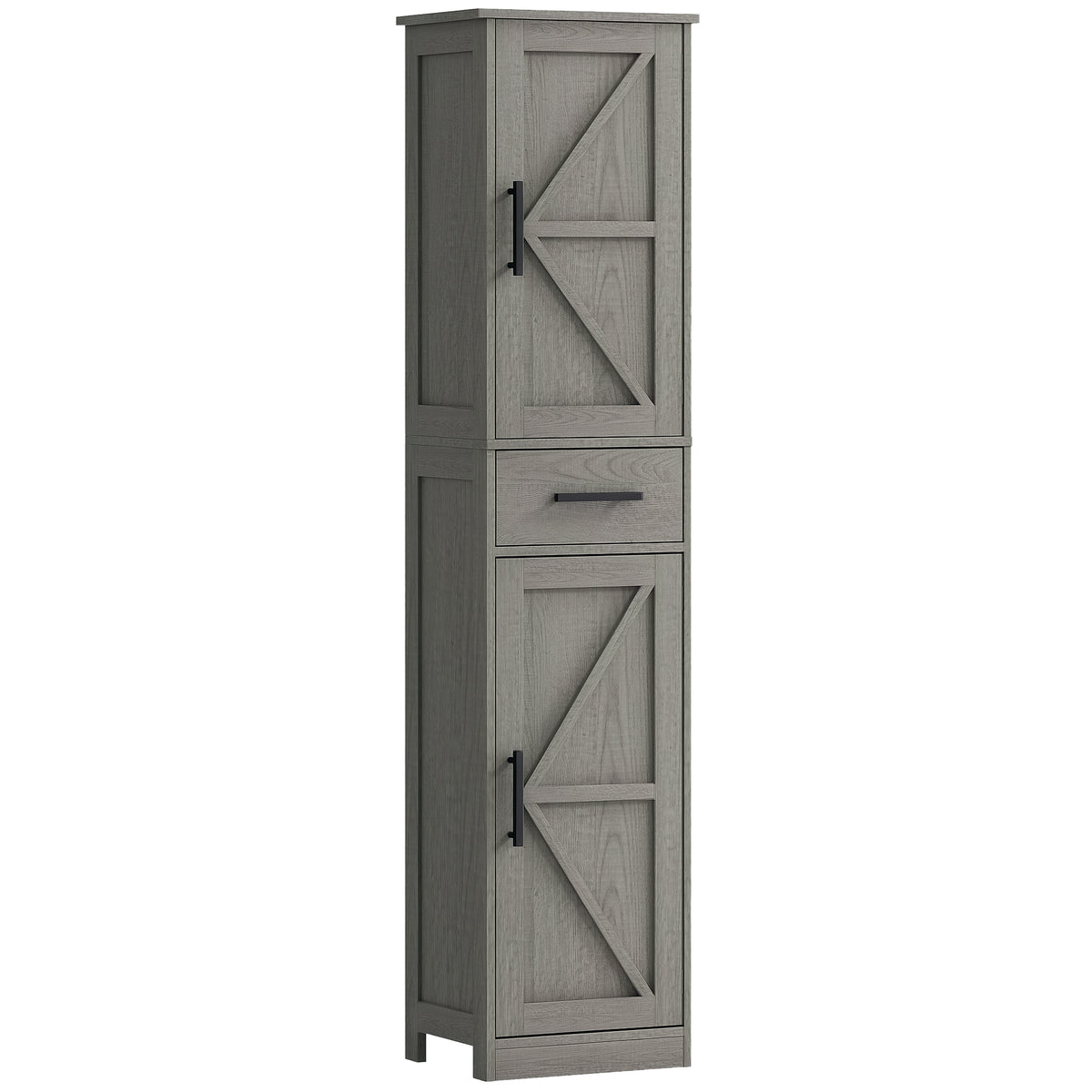 67" Tall Bathroom Cabinet, Narrow Bathroom Storage Cabinet with Drawer, Barn Doors and Adjustable Shelves – view 8