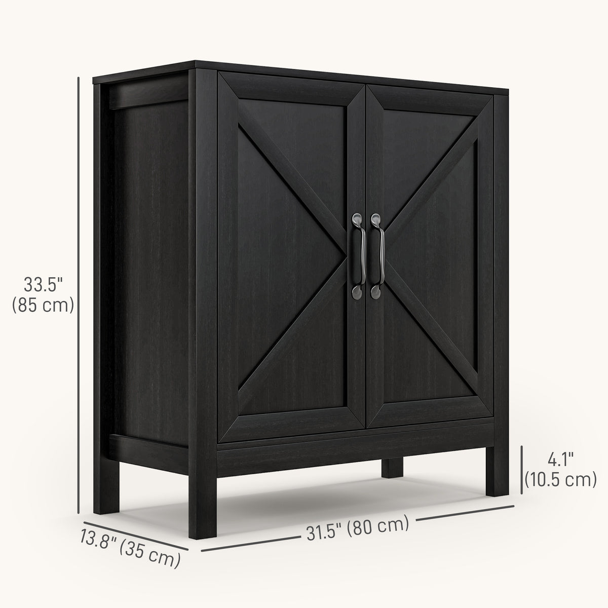 Sideboard Buffet, Kitchen Storage Cabinet with Barn Door and Adjustable Shelves, Storage Pantry, Black Oak