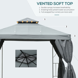 10' x 10' Patio Gazebo Outdoor, Canopy Shelter with Double-tier Roof, Pavilion Sidewalls for Garden Events – view 10