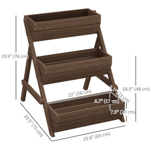 3 Tier Elevated Planter Box, Vertical Wooden Raised Garden Bed for Flowers, Vegetables, 26" x 30" x 30" – view 9