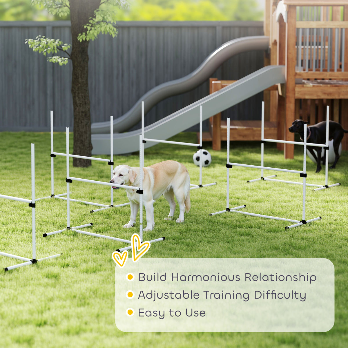 Set of 6 Dog Agility Training Equipment Adjustable Jump Bar Pet Exercise Kit with Carrying Bag (White)