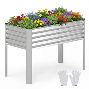 Galvanized Raised Garden Bed with Legs 46 inches x 24 inches x 31 inches Metal Elevated Planter Box-Silver