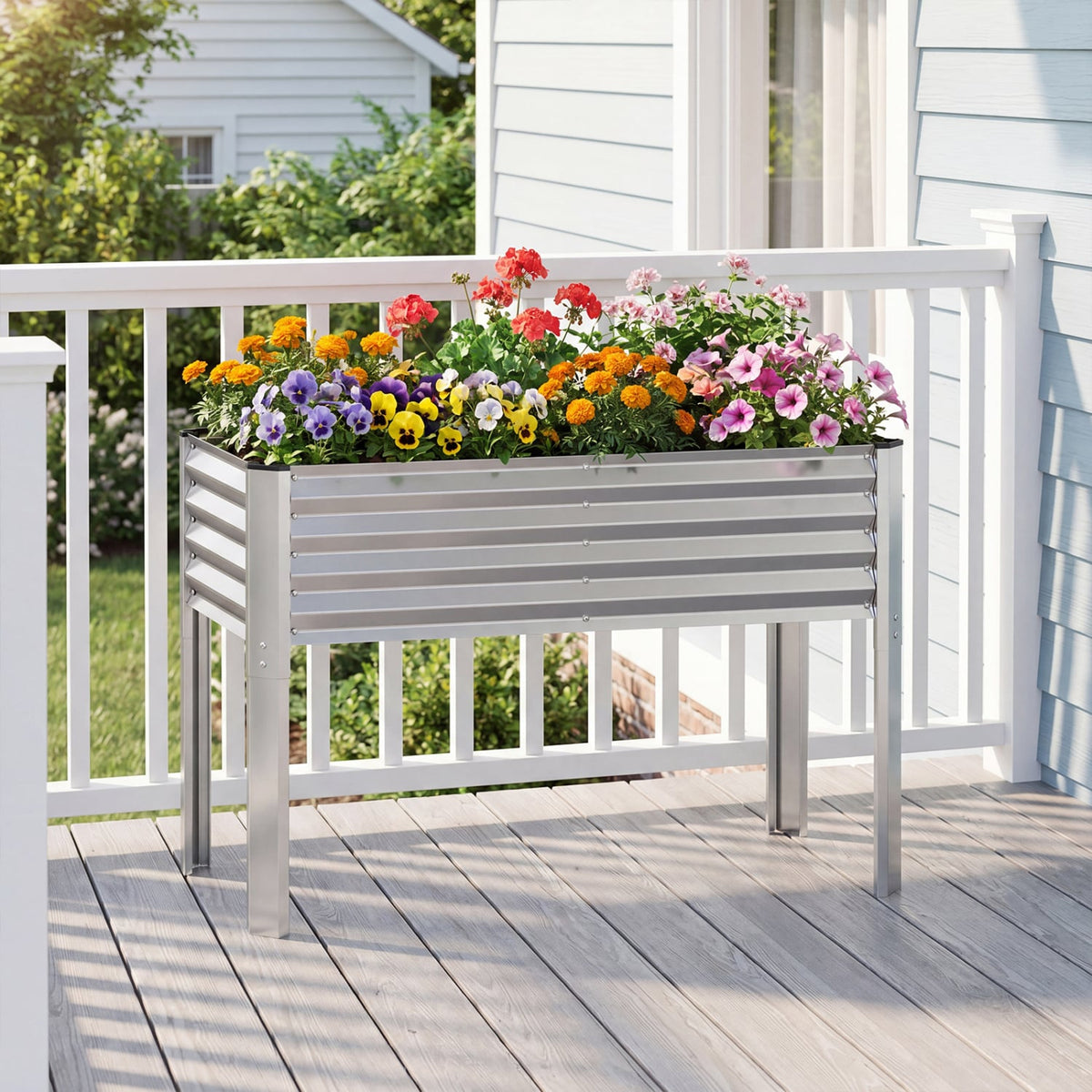 Galvanized Raised Garden Bed with Legs 46 inches x 24 inches x 31 inches Metal Elevated Planter Box-Silver view 3