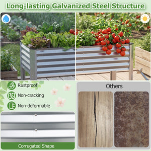 Galvanized Raised Garden Bed with Legs 46 inches x 24 inches x 31 inches Metal Elevated Planter Box-Silver view 7