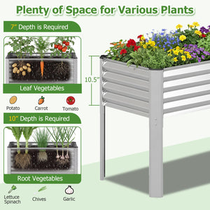 Galvanized Raised Garden Bed with Legs 46 inches x 24 inches x 31 inches Metal Elevated Planter Box-Silver view 5