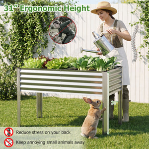 Galvanized Raised Garden Bed with Legs 46 inches x 24 inches x 31 inches Metal Elevated Planter Box-Silver view 8