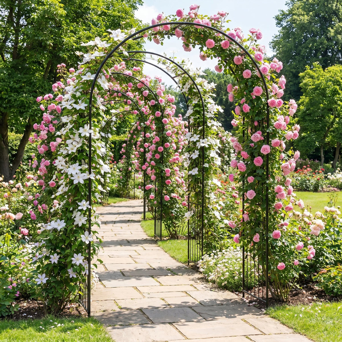 Garden Arch 87 Inches Tall Heavy Duty Metal Arbor Trellis Archway for Climbing Plants view 6