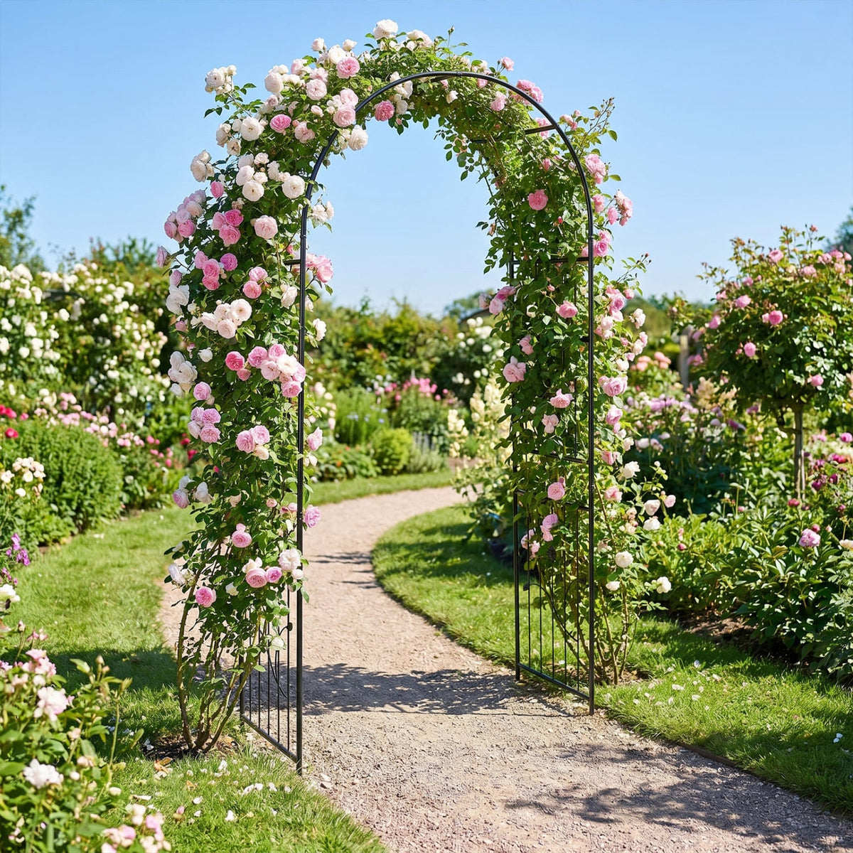 Garden Arch 87 Inches Tall Heavy Duty Metal Arbor Trellis Archway for Climbing Plants view 2