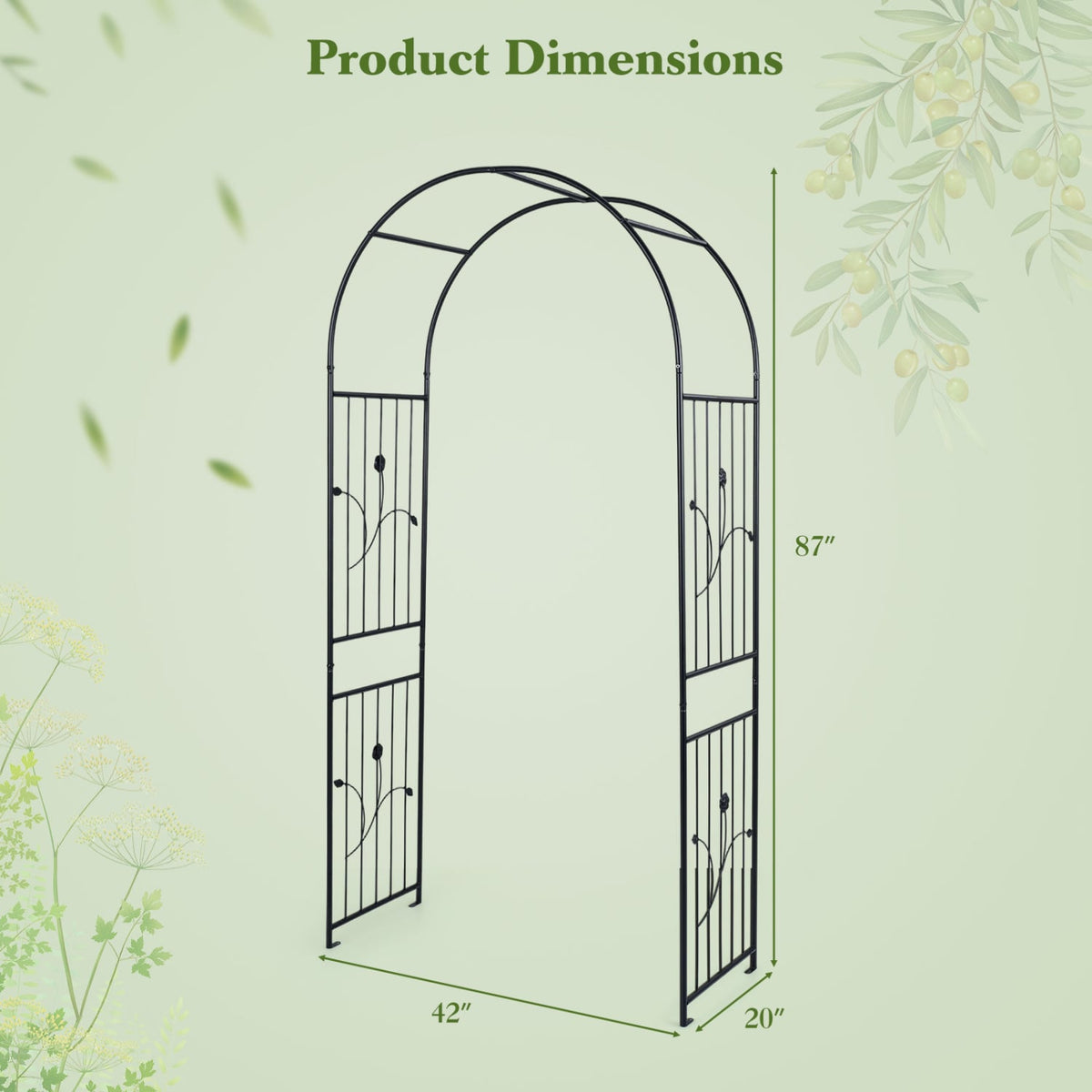 Garden Arch 87 Inches Tall Heavy Duty Metal Arbor Trellis Archway for Climbing Plants view 5