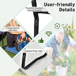 Garden Kneeler and Seat Folding Sturdy Gardening Stool-Blue view 9