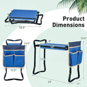 Garden Kneeler and Seat Folding Sturdy Gardening Stool-Blue view 5