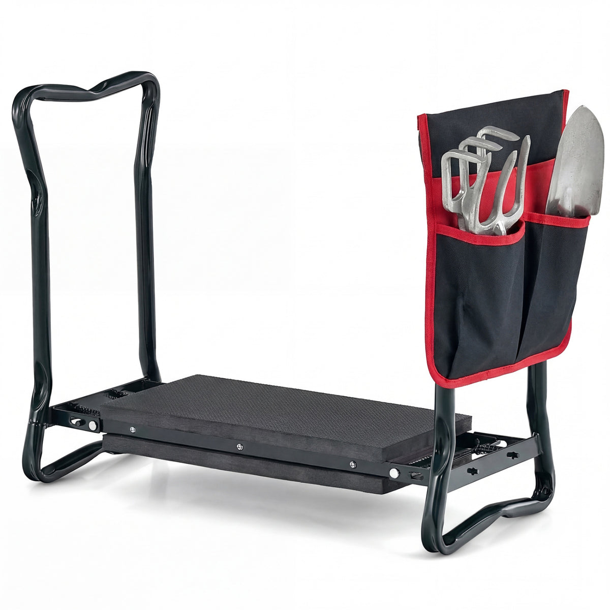 Garden Kneeler and Seat Folding Sturdy Gardening Stool-Black view 4