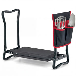 Garden Kneeler and Seat Folding Sturdy Gardening Stool-Black view 4