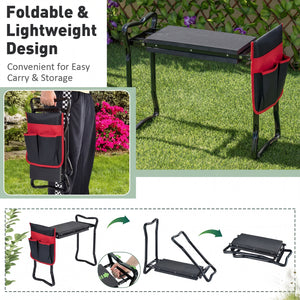 Garden Kneeler and Seat Folding Sturdy Gardening Stool-Black view 7