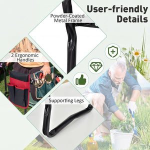 Garden Kneeler and Seat Folding Sturdy Gardening Stool-Black view 9