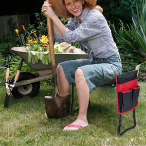Garden Kneeler and Seat Folding Sturdy Gardening Stool-Black view 2