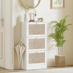 Rattan Shoe Storage Cabinet with 3 Flip Drawers and Adjustable Shelves, Entryway Shoe Cabinet for 18 Pairs – view 21