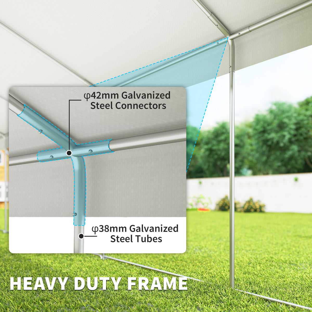 16'x32' Heavy Duty Large Party Tent & Carport with Removable Sidewalls, Portable Garage Canopy Tent, White – view 3