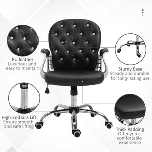 Office Chair, Comfortable Computer Desk Chair with Padded Seat and Adjustable Height, Tufted Back, Black – view 12