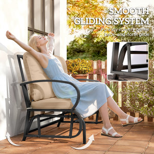 2-Person Outdoor Glider Chair, Patio Double Rocking Loveseat with Steel Frame and Cushions for Backyard – view 3