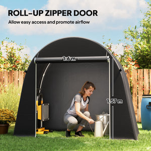 8' x 4' Portable Shed, Waterproof Bike Tent with Roll-up Zipper Door and Galvanised Metal Frame for Bike, Garden Tools
