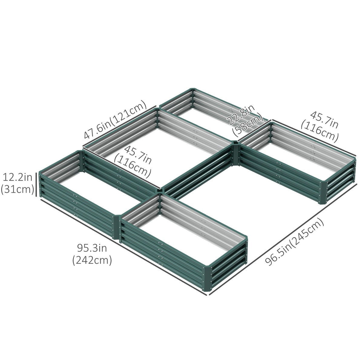 Steel Raised Garden Bed, Set of 5 Large Box Planters for Outdoor Plants Vegetables Flowers Herbs, 8x8x1ft – view 16