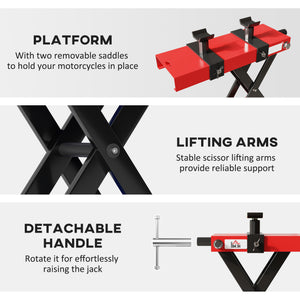 Motorcycle Scissor Lift Jack, 1100 lbs ATV Dirt Bike Stand, 3.7-15.7" Adjustable Height, Red