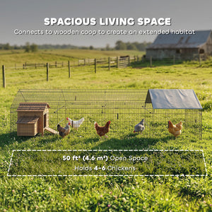 Metal Chicken Coop with UV-Resistant Cover for Hens, Rabbits, Ducks, Geese, 168.5" x 42.1" x 43.7", Grey – view 4