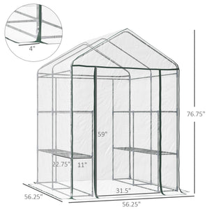 56" x 56" x 77" Walk-in Greenhouse, Portable Garden Flower Seed Warm House with 8 Shelves, Outdoor Plant Growth Hot House, PVC Cover, Transparent