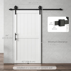 36inx84in Barn Door with 6FT Sliding Door Hardware Kit, Handle, Upgraded Rollers and Floor Guide – view 9