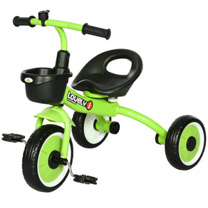 Qaba Tricycle for Toddler 2-5 Year Old Girls and Boys, Toddler Bike with Adjustable Seat, Basket, Bell