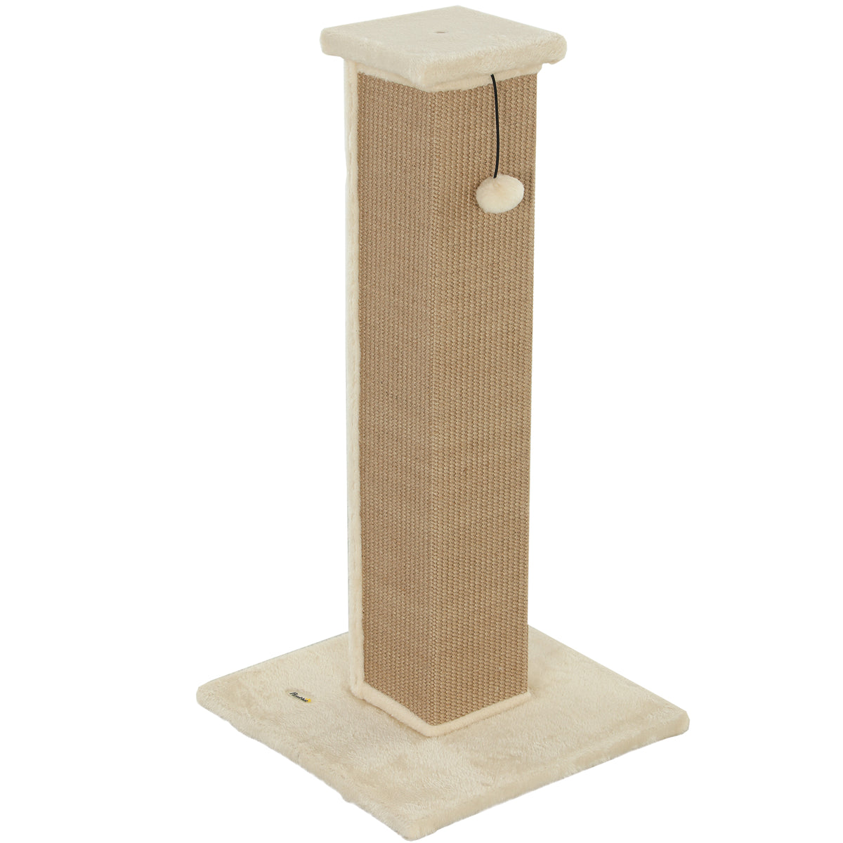 32" Tall Cat Scratching Post for Indoor Cats and Kittens, Sisal Cat Scratcher with Hanging Ball Soft Plush