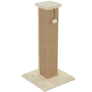 32" Tall Cat Scratching Post for Indoor Cats and Kittens, Sisal Cat Scratcher with Hanging Ball Soft Plush